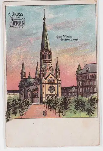 92777 Ak Gruss aus Berlin Kaiser Wilhelm Gedächtnis-Kirche um 1900