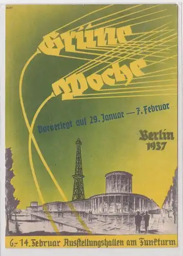 89996 Ak Berlin 'Grüne Woche 1937 Ausstellungshallen am Funkturm