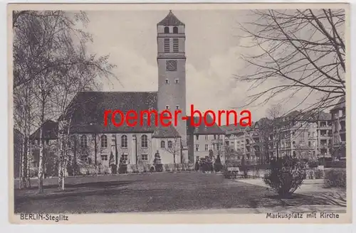 84759 Ak Berlin-Steglitz Markusplatz mit Kirche 1934