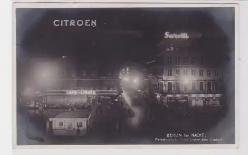 79700 Ak Berlin bei Nacht Friedrichstrasse Ecke unter den Linden 1932