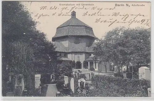 68597 Ak Berlin Adolfstrasse Krematorium mit Urnenhain 1915