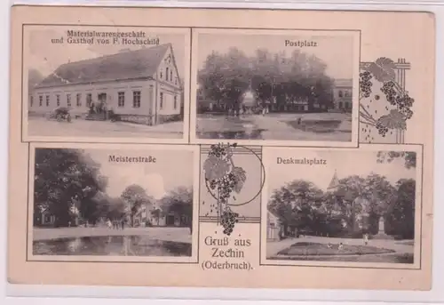 94164 Mehrbild Ak Gruß aus Zechin (Oderbruch) Materialwarengeschäft usw. 1916