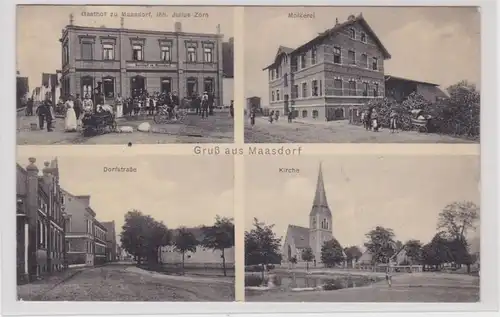 93437 Multi-image Ak Salutation de Maasdorf Gasthof, laiterie, route du village, etc. 1910