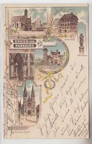 68824 Ak Lithographie Gruss de Nuremberg 1900