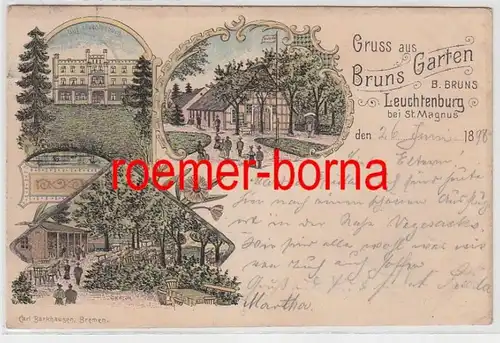 74218 Ak Lithografie Gruss aus Bruns Garten Leuchtenburg bei St. Magnus 1898