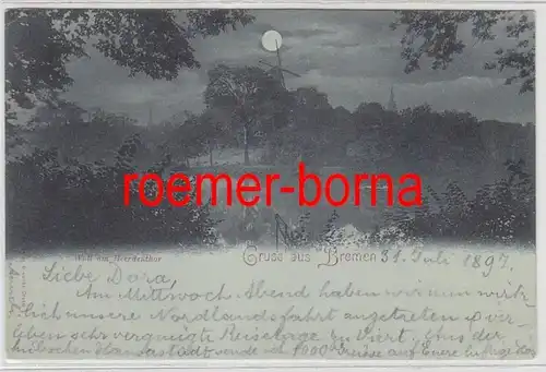 73686 Lune clair d'Ak Gruss de Bremen Wall am Heerdenthor 1897