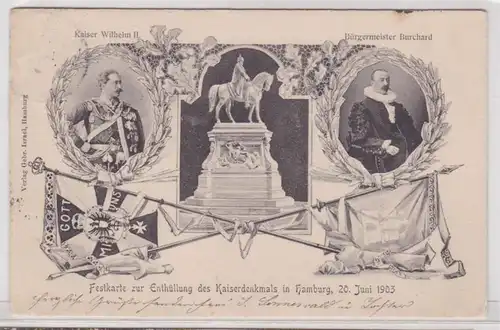 92611 Ak Hamburg Carte de révélation du monument de l'empereur 1903