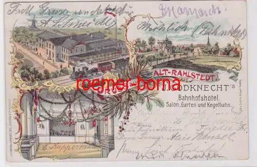 85196 Ak Lithographie Salutation de Alt-Rahlstedt Bahnhofshotel 1901