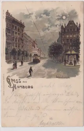 67770 Ak Gruss de Hambourg Vue de rue Steindamm 1901