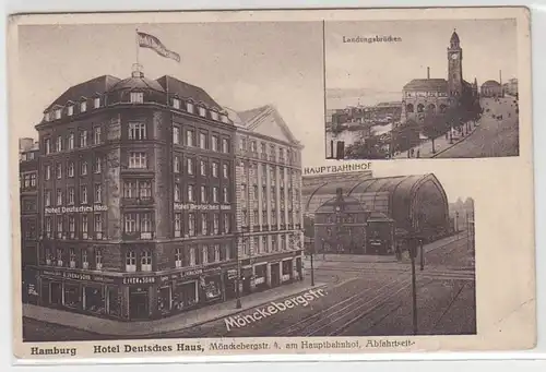 17812 Ak Hamburg Hotel Deutsches Haus Mönckebergstrasse 4, 1930