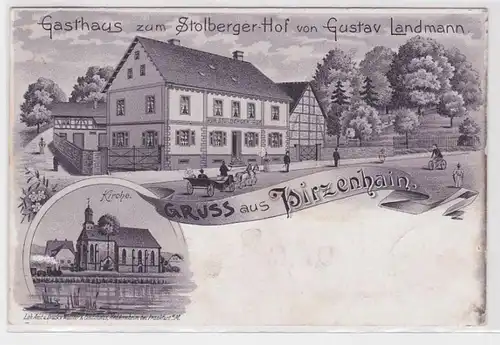 94112 Ak Lithographie Gruss de Hirzenhain - auberge de la Cour de Stolberg 1913