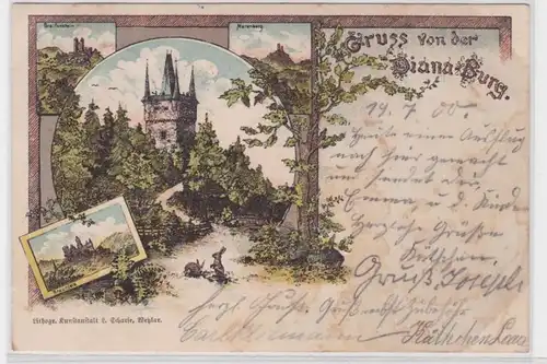 92038 AK Gruss von der Diana-Burg - Braunfels, Greifenstein & Merenberg 1900