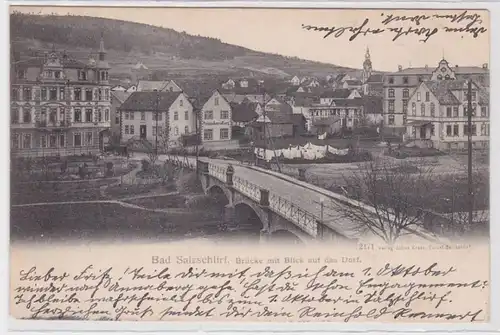 86719 Ak Bad Salzschlirk Pont avec vue sur le village 1902