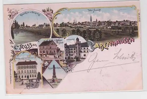 86327 Ak Lithographie Gruss aus Barenhausen - Totalansicht, Hexenthurm usw. 1900