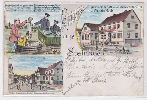 79466 Humor Ak Lithographie Gruss aus Steinbach a.T. 1901