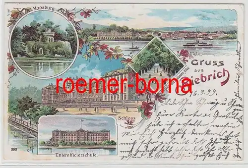 74276 Ak Lithografie Gruss aus Biebrich Unterofficierschule 1899