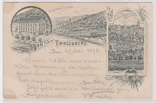 74157 Künstler Ak Lithographie Gruss aus Zwingenberg um 1900