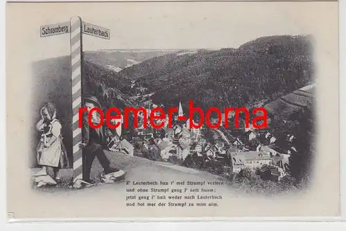 73902 Reim Ak 2 Enfants au panneau de route Schramberg Lauterbach Vue totale 1935
