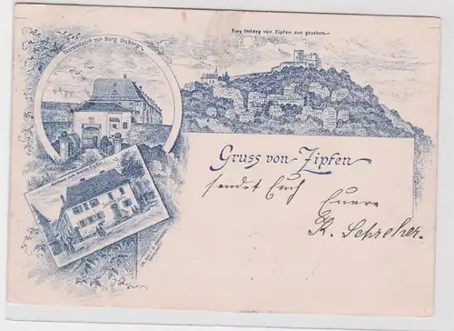 67317 Ak Lithographie Grüss von Zipfen - Château Otzberg vu de Zippen