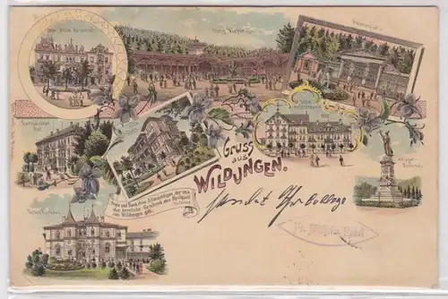 57125 Ak Lithographie Gruß aus Wildungen Hotels usw. 1902