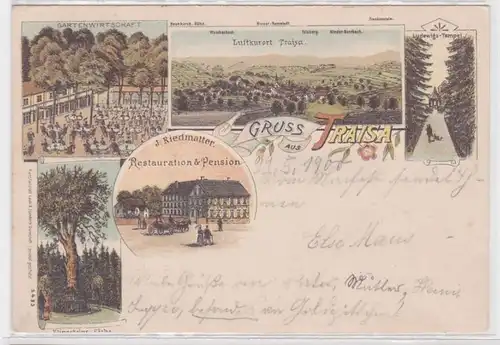 49123 Ak Lithographie Gruss de la station thermale de Traisa 1900