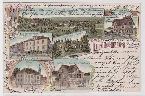 20409 Ak Lithographie Gruss de Lindheim près de la vieille ville 1906