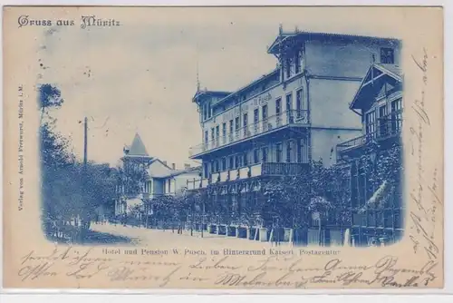 91718 Ak Salutation de Müritz Hotel et Pension 1899