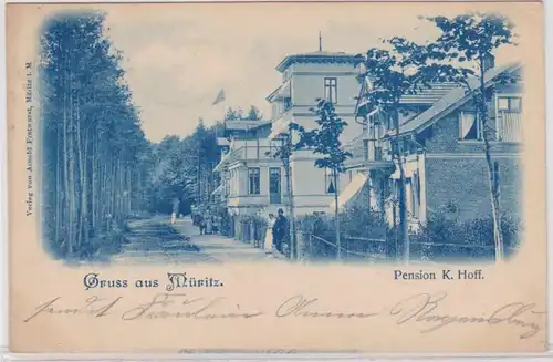 91695 Ak Salutation de Müritz Pension K.Hoff 1899