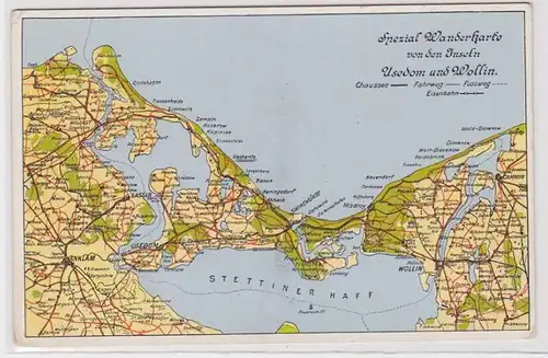 90023 Ak Carte spéciale de randonnée des îles Usedom et Wollin vers 1930