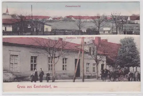 67557 Mehrbild Ak Gruß aus Teschendorf Gasthaus Wilhelm Lemke 1910