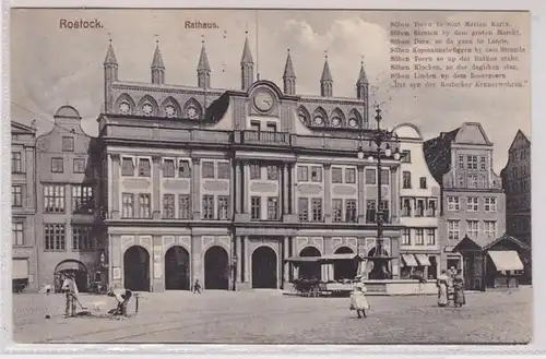 65456 Ak Rostock - Marché avec l'hôtel de ville 1913
