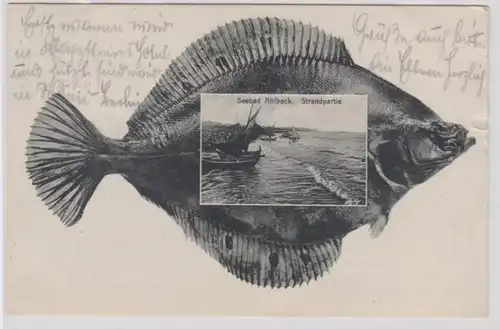 57587 Ak poisson et image de la piscine maritime Ahlbeck Plage partie 1927