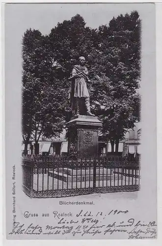 35839 Ak Gruss aus Rostock - Blücherdenkmal 1900