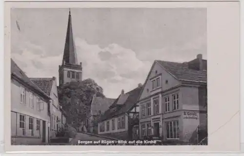 25097 Ak montagnes sur Rügen Vue sur l'église 1956