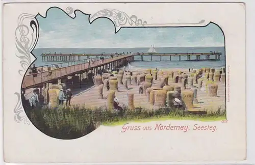 94526 Ak Gruss de Norderney Seestreg vers 1900