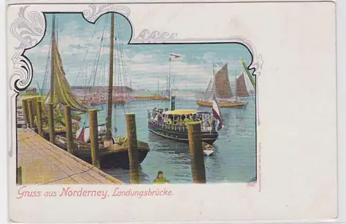 94523 Ak Gruss du pont d'atterrissage norderney vers 1900