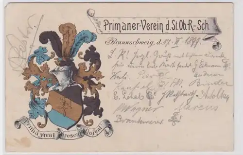 94131 Studentika Ak Braunschweig Primaner Verein d. St.Ob.Realschule 1899