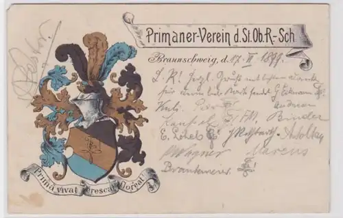 94131 Studentika Ak Braunschweig Primaner Verein d.St.Ob.Realschule 1899