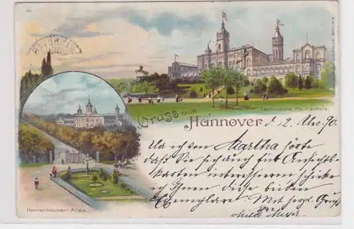 92044 Ak Lithographie Gruß aus Hannover technische Hochschule usw. 1896