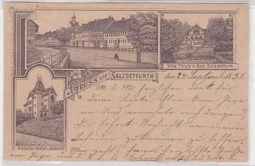 91160 Précurseur Ak Salutation de Salzdetfurth Villa Thiele, Kinderheilanstalt 1891