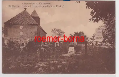 85305 Ak Altenwalde à l'église de Cuxhaven et monument guerrier vers 1920