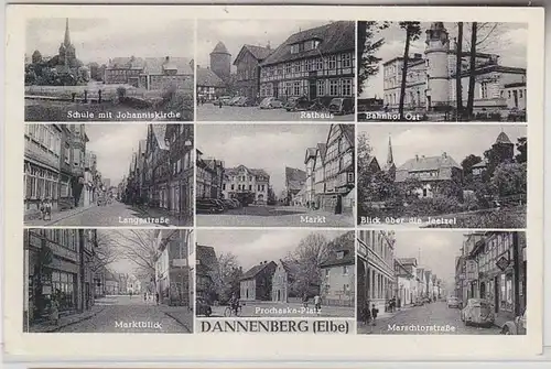 68470 Mehrbild Ak Dannenberg (Elbe) Bahnhof, Schule, Langestraße usw. 1957