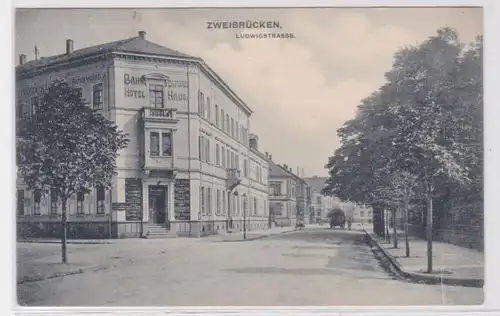 81025 Ak Zweibrücken Ludwigstrasse Bahnhotel Deutsches Haus vers 1910
