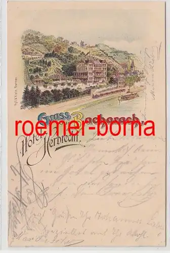 74217 Ak Lithographie Greuss de Bacharach Hotel Albrecht 1898