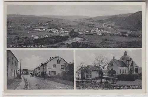 68363 Ak Gruß aus Pronsfeld Dorfpartie, Gasthaus zur Post um 1940