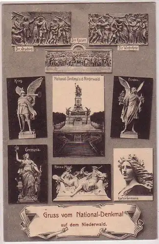 68325 Mehrbild Ak Gruß vom National Denkmal auf dem Niederwald 1910