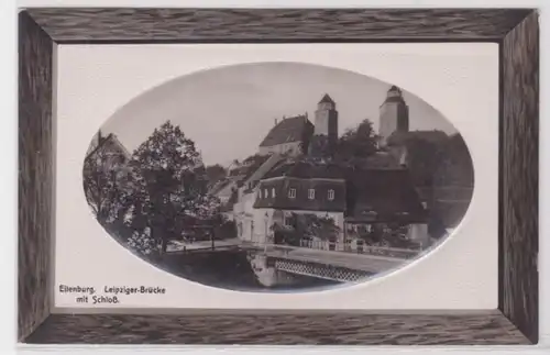 96495 geprägte Rahmen Ak Eilenburg Leipziger Brücke mit Schloß 1910