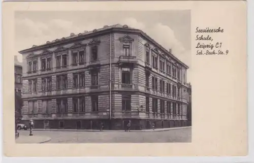 93895 Ak Leipzig Servieresche Schule Sebastian Bach Strasse 9, um 1930