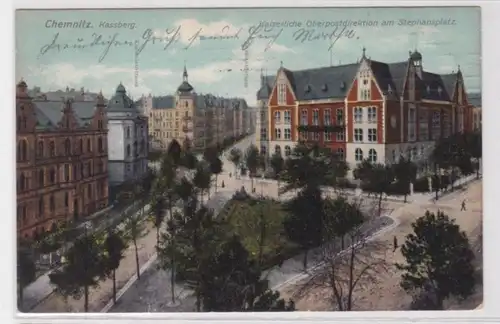 93593 Ak Chemnitz Kassberg kaiserliche Oberpostdirektion am Stephansplatz 1909