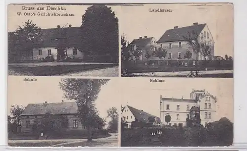 90703 Mehrbild Ak Gruß aus Deschka Gerichtskretscham, Schule usw. 1918